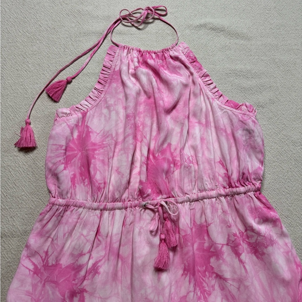 Majorelle Pink Baker Tie Dye Halter Ruffle‎ Tassels Mini Dress XL - Picture 3 of 8